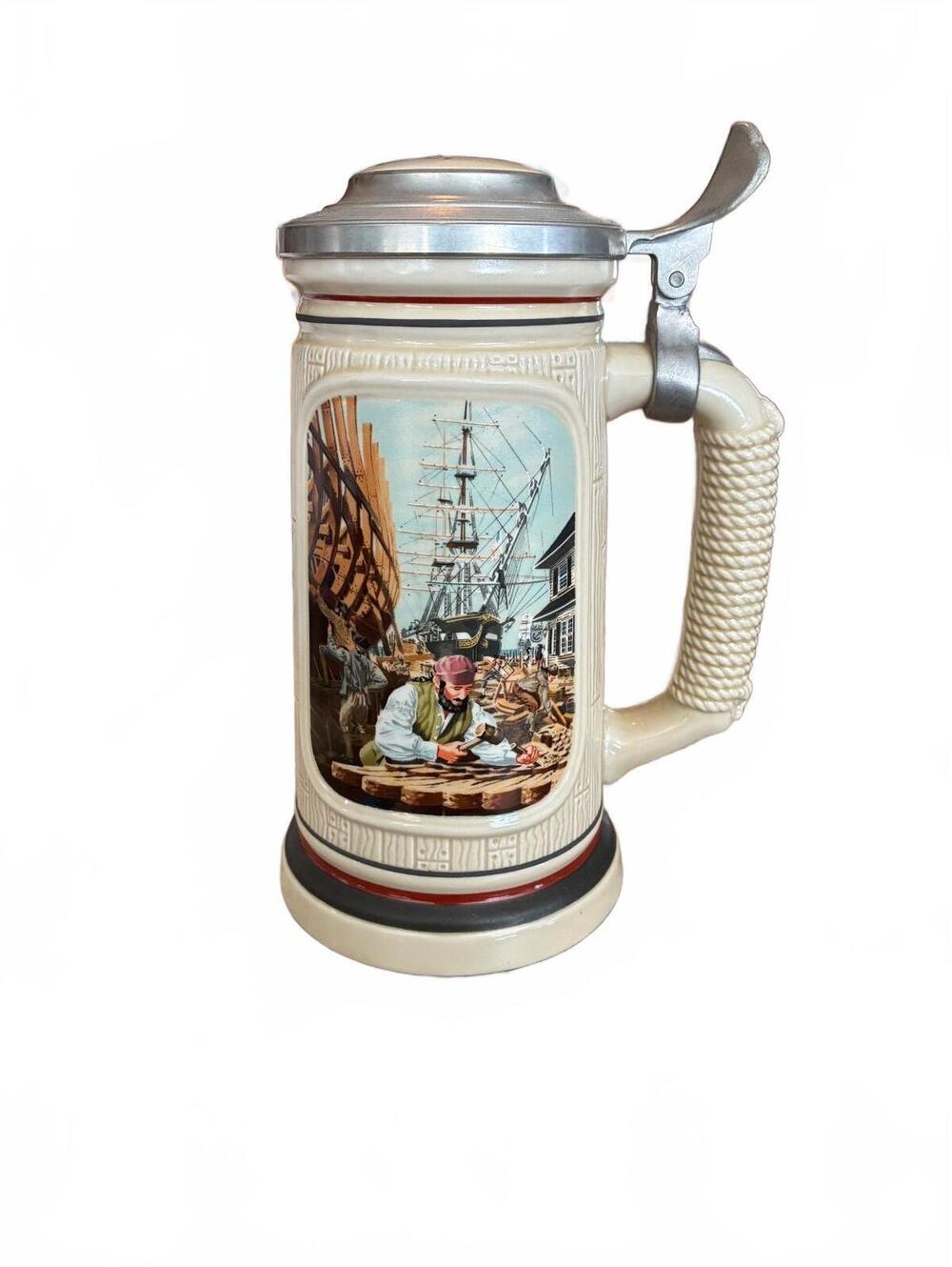 Avon The Shipbuilder Lidded Beer Stein Ceramarte Brazil